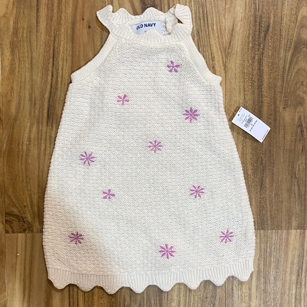 Old Navy Cream and Pink Kids Casual Dress